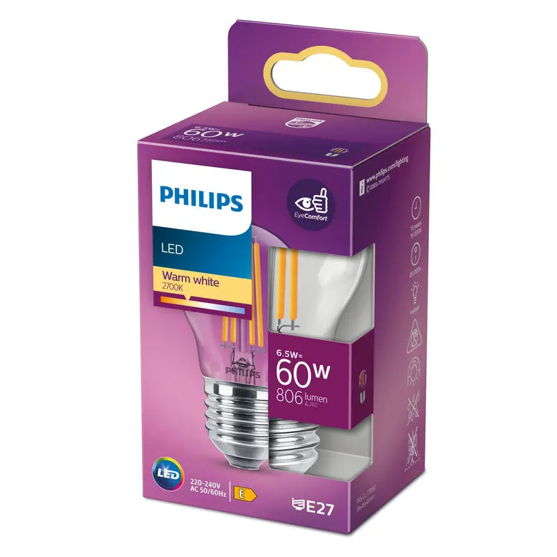 Philips LED 6,5W (60W) E27 2700K 806lm Krone
