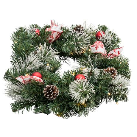 Mini LED Dør krans m/40xLED for 3xAAA batt m/timer