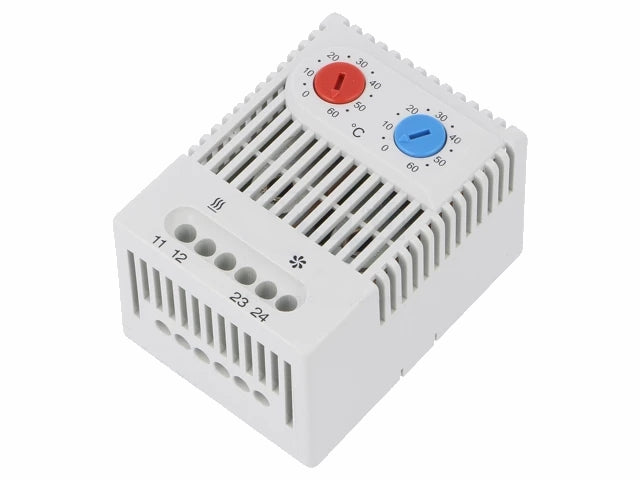 Termostat til DIN skinne - NC+NO, 10A/250V, 0-60°C