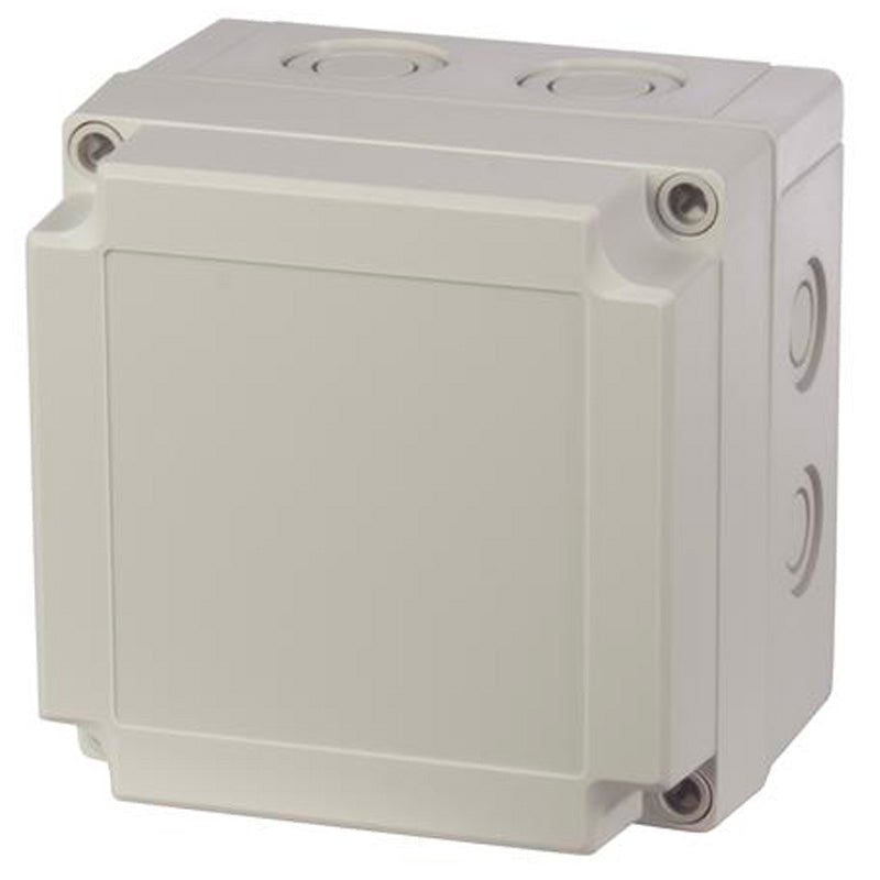 Fibox med gråt låg - 130x130x100 - 4 skruehuller