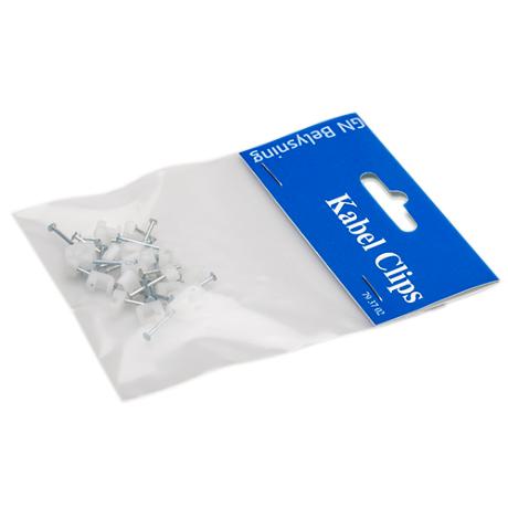 Kabel Clips 2x4 natur 25 stk. flad ledning GN-pak