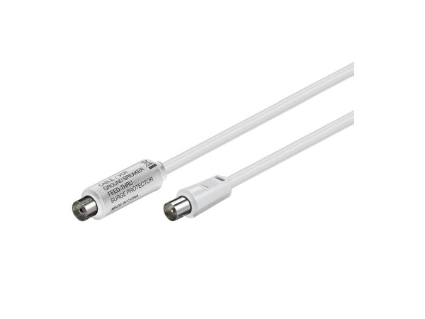 Ground breaker - Galvanisk isolator COAX han/hun Hvid (1,5m)