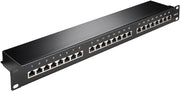 19" Patch panel - 1U, 24 x RJ45 CAT6 skærmet, Sort