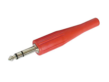 JACK stik - 6,35mm stereo han m. gummihus, Rød