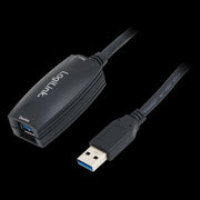USB 3.0 Repeaterkabel - A han til A hun, Sort (5m)