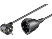 Forlængerledning - CEE7/7 90° han til CEE7/3 hun, Sort (2m)