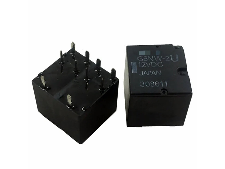 Autorelæ - 12Vdc 30A, printben, 2 x skifte (SPDT x 2)