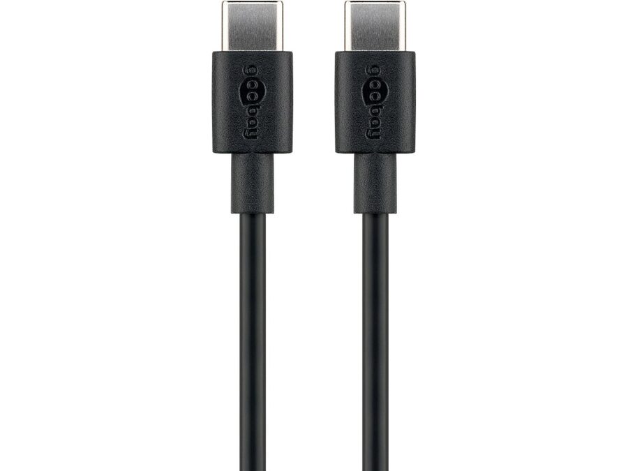 USB 2.0 kabel - 2 x USB-C han, 3A (60W), Sort (2m)