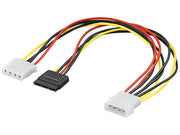 Intern PC Y-strømkabel - SATA 15P > 2 x 5,25" han/hun (30cm)