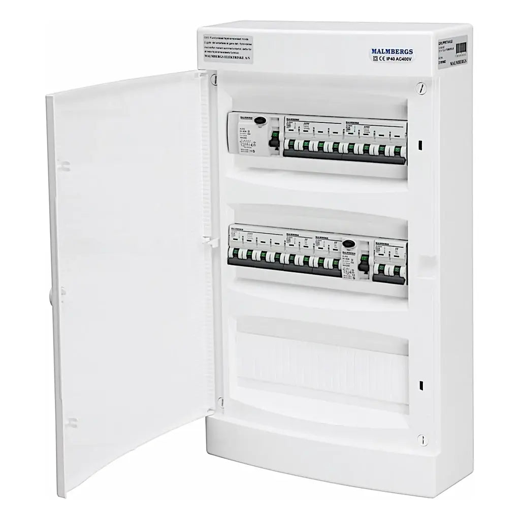 Færdigmonteret gruppetavle – 1x16A 3P+N + 1x10A 3P