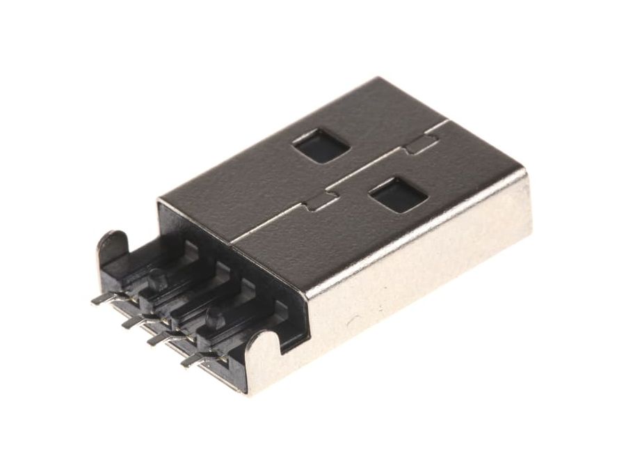 USB A han til printmontage - USB 2,0, 4 ben (SMT)