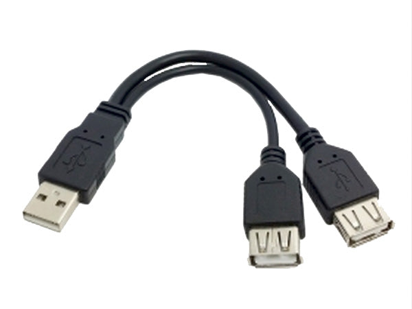 USB 2.0 Y kabel - A han > A hun (data+strøm) + A hun (strøm)