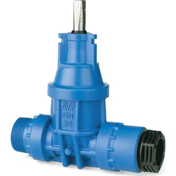 AVK 32 mm x 1.1/2" POM stikledningsventil med PRK/nippel, PN16