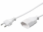 Strømkabel - Euro han til Euro hun, Hvid (2m)