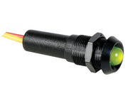 LED panel kontrollampe - 12V, sort hus, GRØN