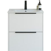 61 cm  Mido+ Classic møbelsæt med Amber vask, stribet, hvid mat