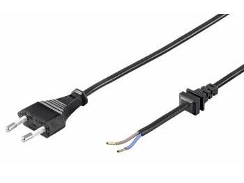 Strømkabel - Euro han til løs ende m. aflastn., Sort (1,5m)