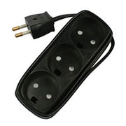 3-Stikdåse U/J med 1,5M ledning sort med blindhul