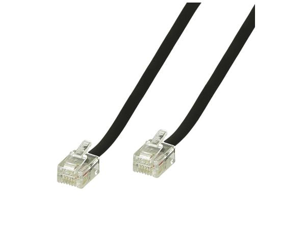 Telefonledning - 2 x RJ11(6P4C) han, Sort (10m)