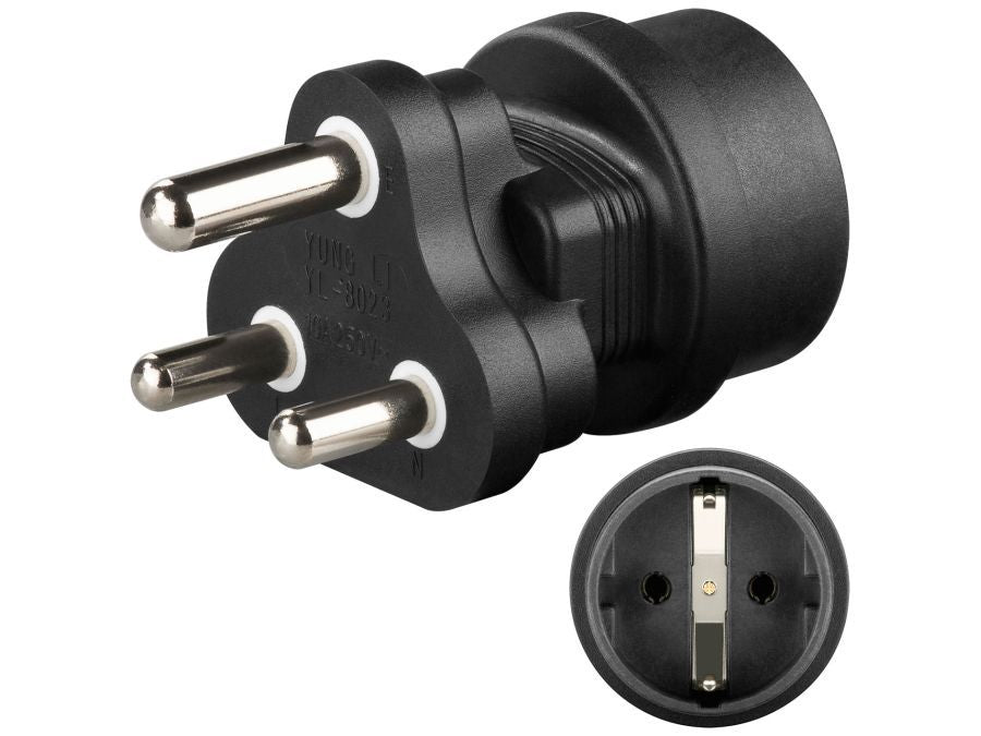 Rejseadapter - CEE7/3 (EU) hun til Sydafrika han, Sort