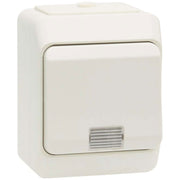 Kapslet trykafbryder m. lampe IP44 - hvid