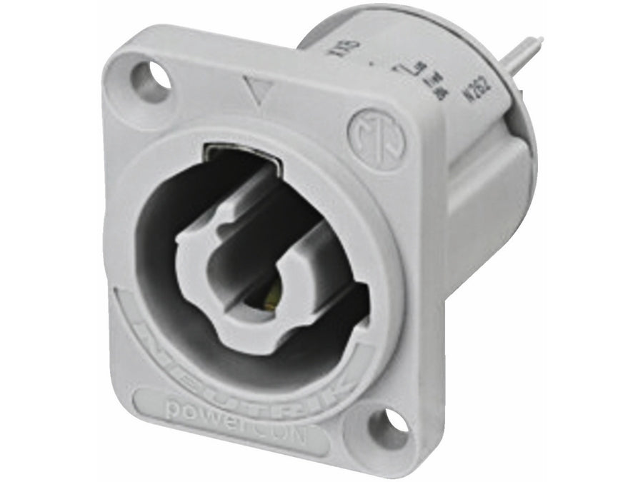 PowerCon 3pol chasisbøsning, strøm-ud, grå