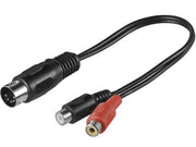 Audiokabel - 5 pol DIN han til 2 x RCA(Phono) hun (0,2m)