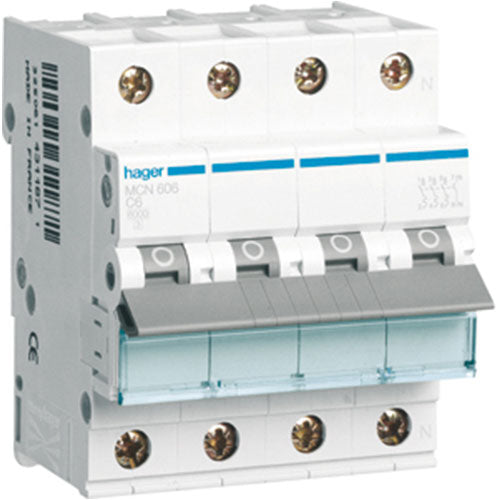 Automatsikring 3-pol+N 6KA C-10A 4 modul