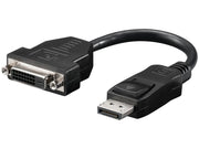 DisplayPort / DVI kabel - DP han til DVI-D hun, Sort (0,2m)