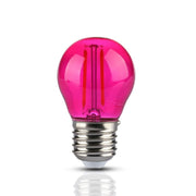 V-Tac 2W Pink LED Kronepære med E27 Fatning - Erstatter 10W, 230V, 60lm, RA80