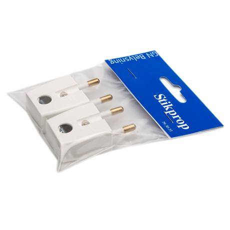 Vinkel stikprop u/jord hvid 2 stk. GN-pak