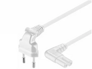 Strømkabel - Euro 90° han > C7 (8-tal) 90° hun, Hvid (1m)