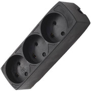 Stikdåse børnesikret 3-vejs m/jord sort