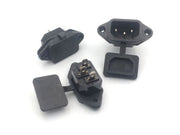 Apparatfatning - 3pol C14 m. hætte, Sort (4,8mm stik)