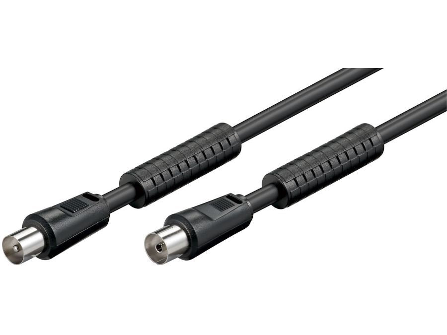 Antennekabel - COAX han/hun, RG59 støjfiltre, Sort (3,5m)