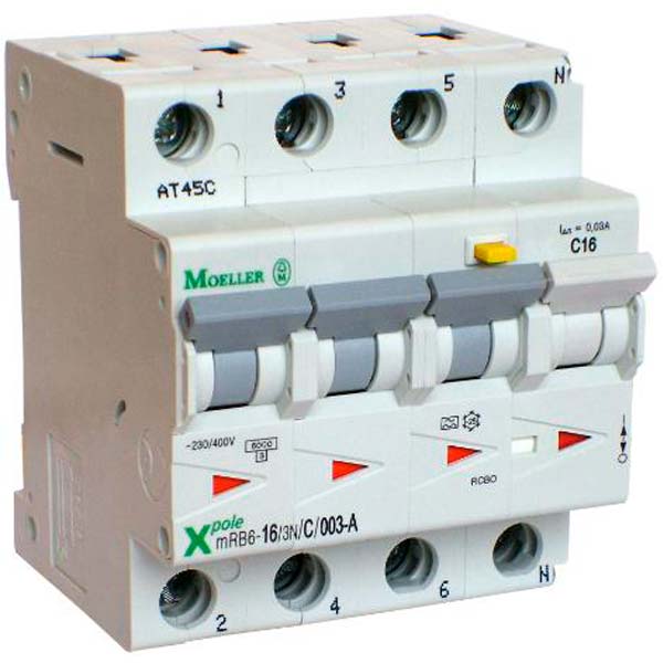 Kombiafbryder 13A 3P+N C 30mA 4M 6KA (HPFI type A)