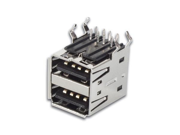 USB A hunstik - Dobbelt, 90°, printmontage