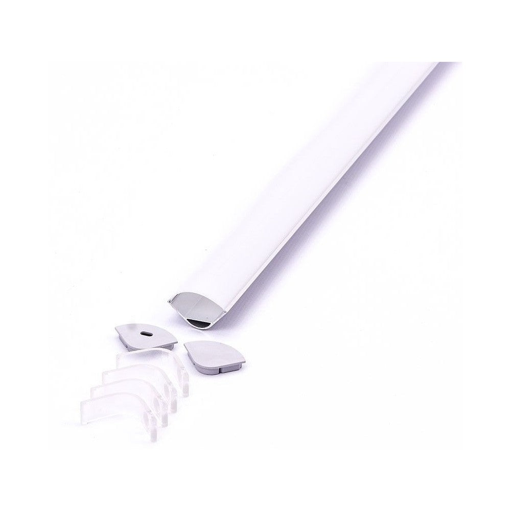 Alu hjørneprofil 30x30 til IP65 og IP68 LED strip med 2 meter længde, inkl. matteret cover og klips