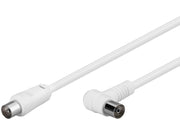 Antennekabel - COAX han > 90° COAX hun, RG59, Hvid (1,5m)