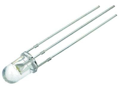 5mm tofarve LED - Rød/Varm hvid (3000/4200mcd) 30°, anode