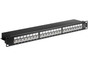 19" Patch panel - 1U, 24 x RJ45 CAT6a skærmet, Sort