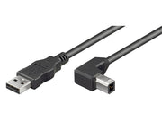 USB 2.0 kabel - A han til B han 90°, Sort (0,5m)