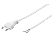 Strømkabel - Euro han til løs ende, Hvid (5m)