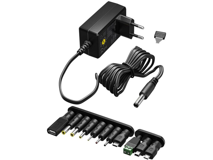 Universal netadapter - 3-12Vdc, 3,6W (300mA) inkl. 11 stik