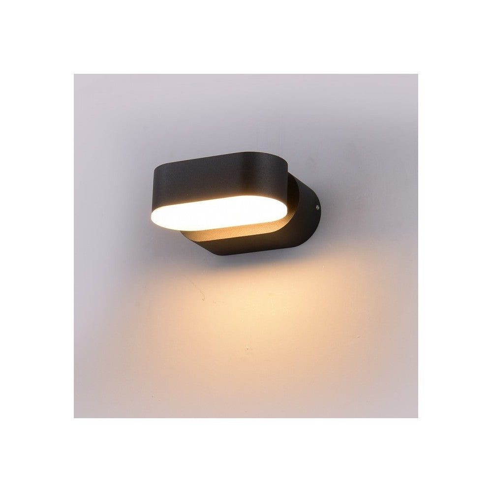 V-Tac 6W LED udendørs væglampe - Oval, roterbar 350 grader, IP65, inkl. lyskilde