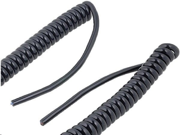 Spiralkabel - 4 x 1mm², PUR, Sort (0,5-2m)
