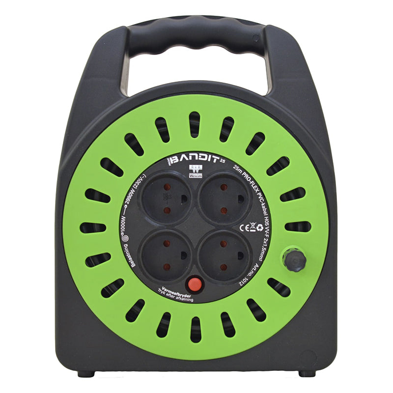 Kabeltromle bandit U/J 25M 2x1,0 mm² med 4 udtag