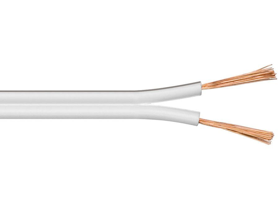 Højttalerledning - 2x0,5mm² OFC, Hvid (10m)
