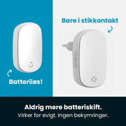 Divo trådløs dørklokke 230V m/tryk hvid