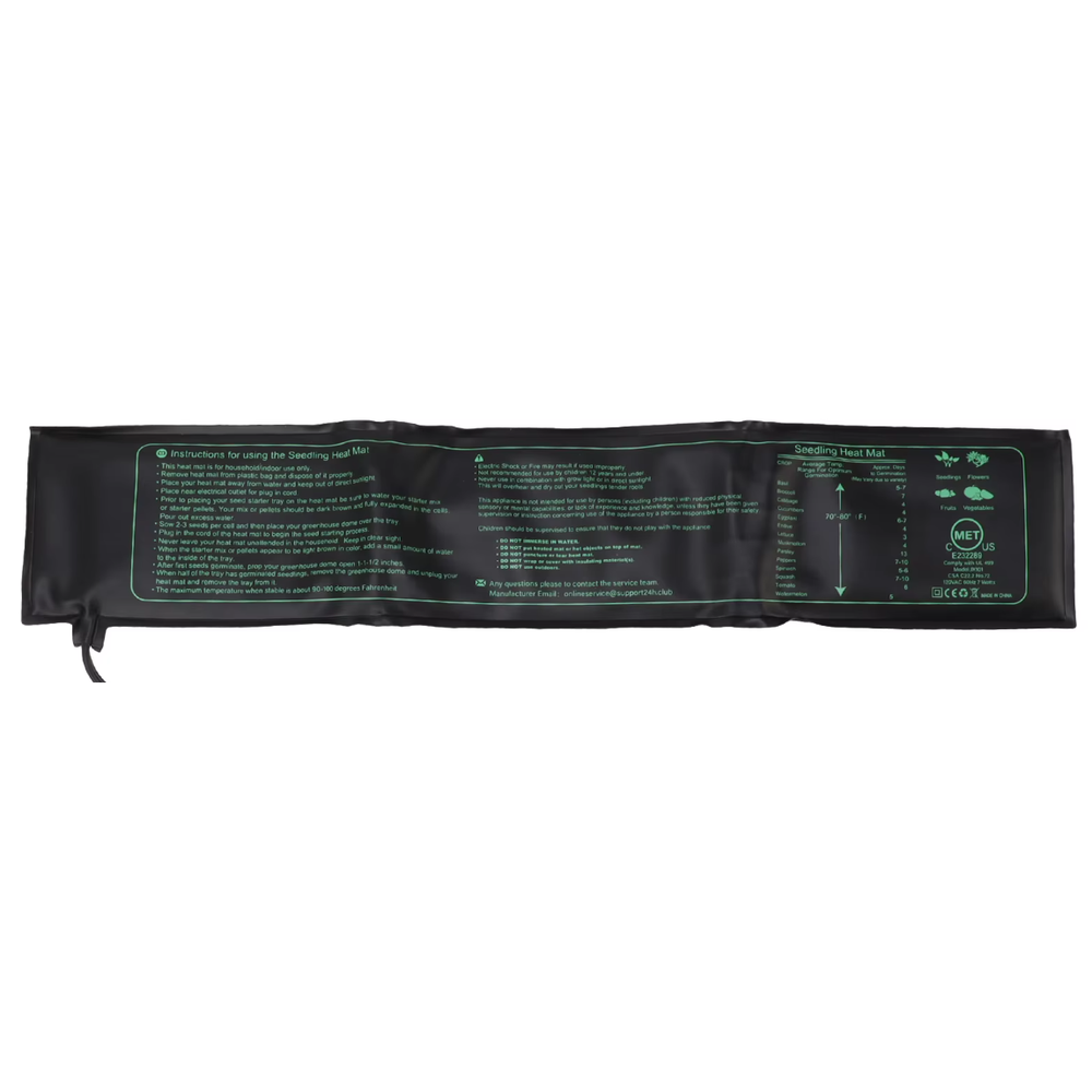 Varmemåtte til vindueskarm - 8W, forspiring af frø, 10 x 52,5 cm, 1,8m ledning, 45W effekt